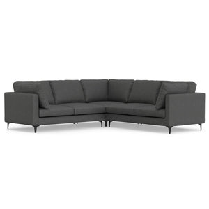 English Elm Ava Handcrafted Mid-Century Corner Sectional Sofa with Eco Performance Fabric, Seats 5 Comfortably Gray B136P199286