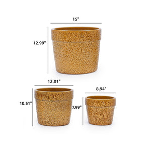 English Elm Handmade Ceramic Planter Trio Artisan Speckled Earth Tones for Indoor Plants Shelves W3273P321469