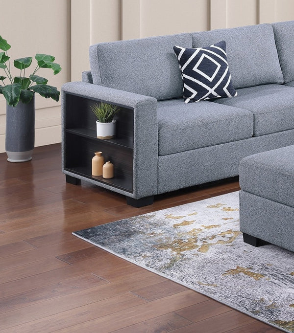 English Elm Contemporary 3-Piece Sectional Sofa Set in Ash Black Corduroy with RAF/LAF Chaise, Tufted Seats, Pillows - Stylish Low-Profile Design Gray 40 L x 26 W x 58 H B011S01785