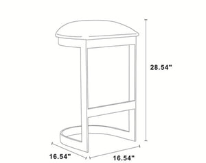 English Elm Aura Metal Upholstered Barstool White — Backless Faux Leather Seat, Brass Polished Base, Foam Padding, 28.5" Height B365P398003