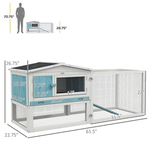 English Elm Pawhut Two-tier Fir Wood Rabbit Hutch Outdoor Run with Asphalt Roof and Feeding Trough W2225P173741