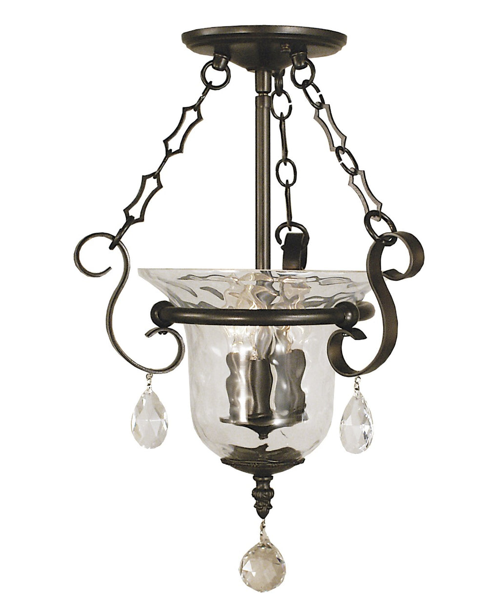 Framburg 3-light Elegant Glass Urn Flush Mount With Crystal Accents For Modern Home Décor - Usa Made Mahogany Bronze Metal 2914 Mb