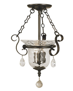 Framburg 3-light Elegant Glass Urn Flush Mount With Crystal Accents For Modern Home Décor - Usa Made Mahogany Bronze Metal 2914 Mb