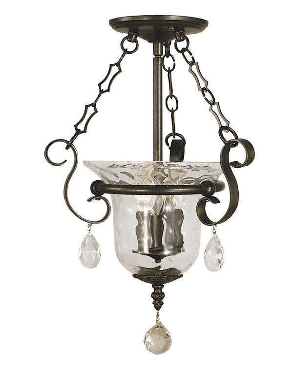Framburg 3-light Elegant Glass Urn Flush Mount With Crystal Accents For Modern Home Décor - Usa Made Mahogany Bronze Metal 2914 Mb