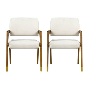 English Elm Mid-century Modern Dining Arm Chairs Rubber Wood Splayed Legs Upholstered Set of 2 N768P446218W