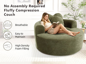 English Elm Round Cloud Sofa Bed Waffle Fabric Memory Foam Convertible Couch for Small Space Living Green W3224P492032
