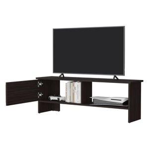 English Elm Rock Brenton TV Stand with Concealed Cabinet and Open Shelf for Media Devices, Durable Finish Walnut 53.5 L x 17.3 W x 4 H B128P263718