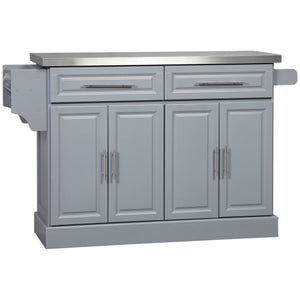 English Elm Homcom Rolling Kitchen Island Cart With Stainless Steel Top, Ample Storage & Easy Mobility For Prep W2225S00040