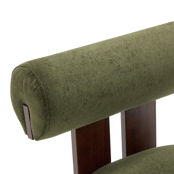 English Elm Modern Sculptural Velvet Accent Chair with Solid Wood Legs for Eclectic Living Spaces Olive Green,Walnut N776P420637G