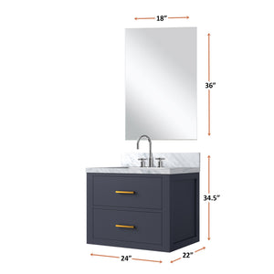 English Elm Blue Single Bath Vanity Set With Acrylic Countertop, Mirror & Faucet - Perfect For Small Spaces! B2731S01971