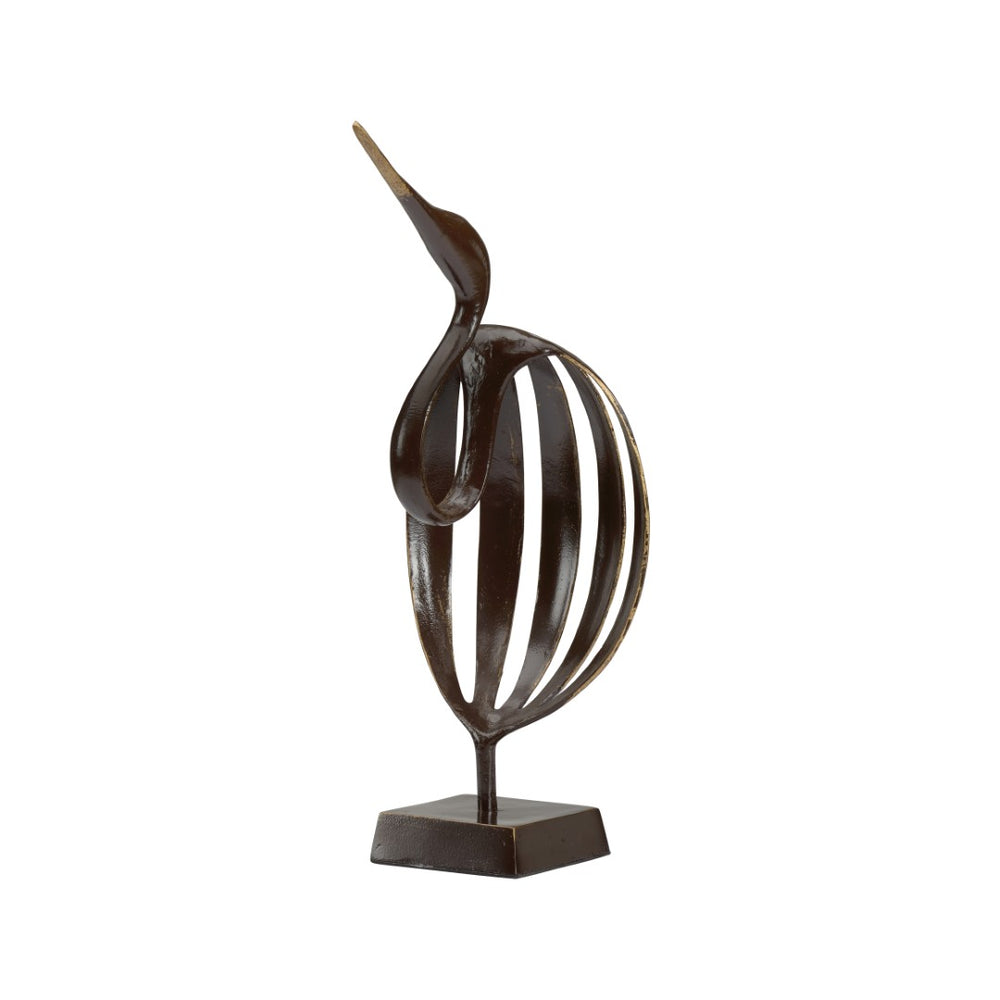 Wildwood Stylized Crane Hand-Finished Metal Sculpture — 18.5" Tall Modern Accent For Coastal, Minimalist Homes 291629