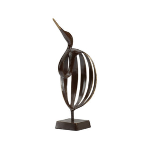 Wildwood Stylized Crane Hand-Finished Metal Sculpture — 18.5" Tall Modern Accent For Coastal, Minimalist Homes 291629