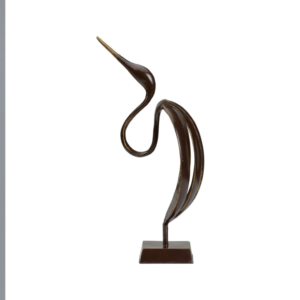 Wildwood Stylized Crane Hand-Finished Metal Sculpture — 18.5" Tall Modern Accent For Coastal, Minimalist Homes 291629