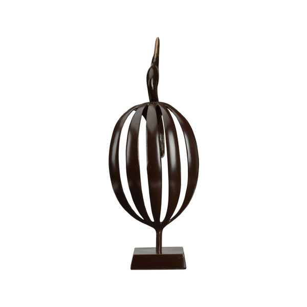 Wildwood Stylized Crane Hand-Finished Metal Sculpture — 18.5" Tall Modern Accent For Coastal, Minimalist Homes 291629