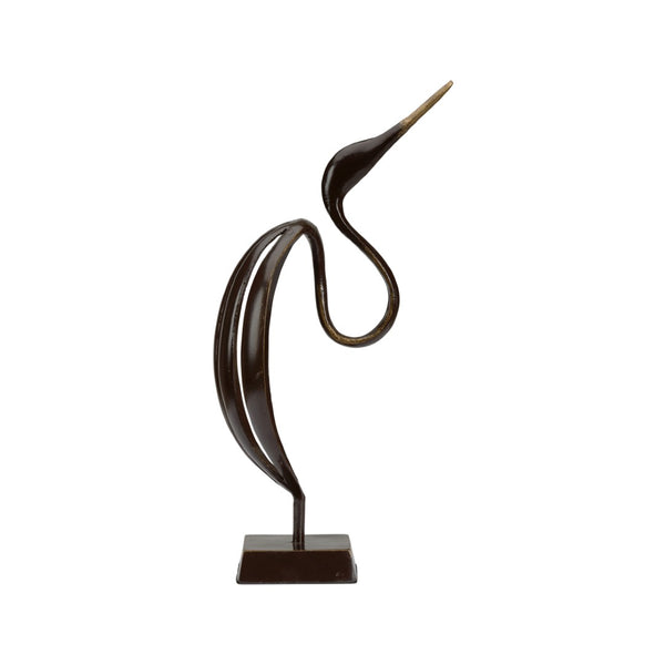 Wildwood Stylized Crane Hand-Finished Metal Sculpture — 18.5" Tall Modern Accent For Coastal, Minimalist Homes 291629