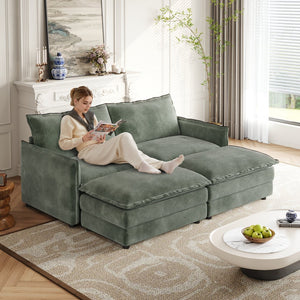 English Elm Corduroy 2-Seater Cloud Sofa With Movable Ottomans - Luxurious Comfort For Your Living Room W834S00440