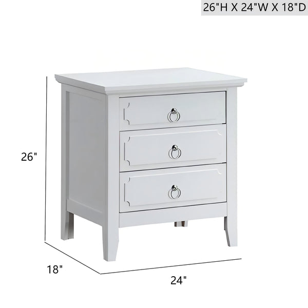 English Elm Hammond 3-Drawer Nightstand White — Fully Assembled Wood Bedside with Polished Nickel Hardware, Removable Handles, Smooth Dovetailed Drawers and Safety Stops B078P408783