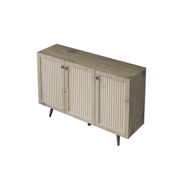 English Elm Storage Cabinet With Three Doors - Versatile Gray Wood Sideboard Buffet For Kitchen & Living Room W2702P202500-GIGA