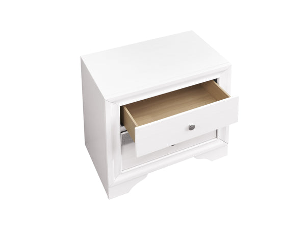 English Elm Madrid three-drawer nightstand with felt-lined top drawer, durable laminate wood grain finish and solid trim White 29 L x 29 W x 19 H B078P286066