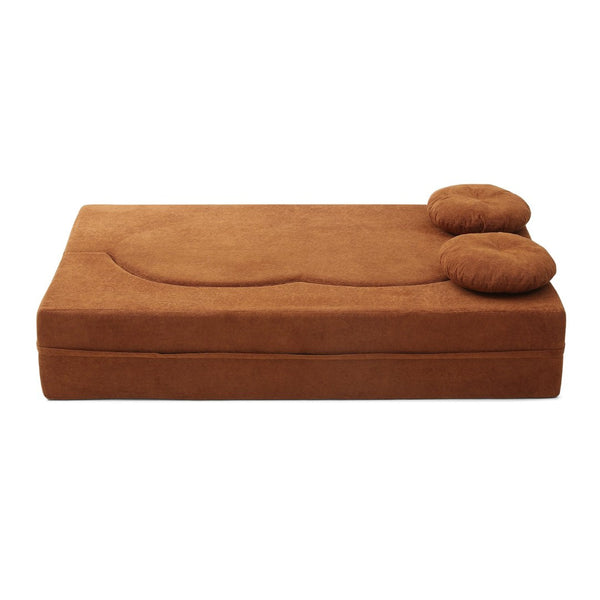 English Elm 2-in-1 Folding Floor Sofa Foam Sleeper Twin Futon Couch for Compact Living Spaces Orange W1117P419838