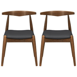 English Elm [video] Rubberwood Dining Chairs Set of 2 Faux Leather Ergonomic Retro Splayed Leg Design Walnut+Black N759P386879B