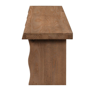 English Elm Indoor Solid Pine Dining Bench Seats Three Adults Farmhouse Style Kitchen Seating N779P329115B
