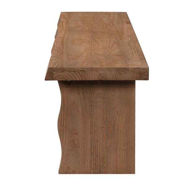 English Elm Indoor Solid Pine Dining Bench Seats Three Adults Farmhouse Style Kitchen Seating N779P329115B