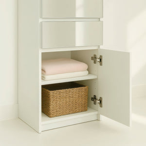 English Elm Elise Slim Modular Wood Closet Cabinet with Mirror — Tall White Melamine Organizer, Durable, Easy Assembly, Ample Storage B040P311967