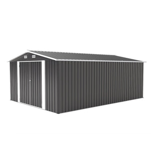English Elm Campcraft Galvanized Steel Outdoor Storage Shed with Lockable Doors and Four Air Vents Dark Gray W1598S00022