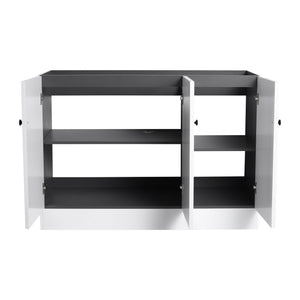 English Elm 48" Modern Freestanding Bathroom Vanity with Integrated Basin, Adjustable Shelf & 3 Metal Handles White W999P241069