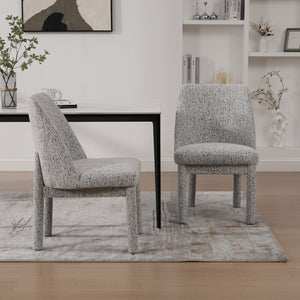 English Elm 21.46" Modern Minimalist Chenille Dining Chair Set of 2 with Rubberwood Legs, Curved High Back Comfort White+Black W3189P351395