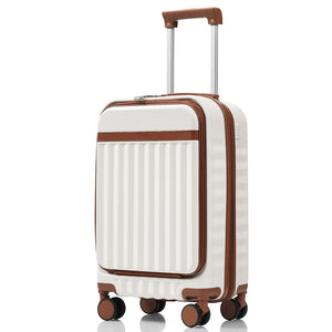 English Elm Luggage 3 Piece Abs Hard Shell Set with Usb Port Front Access and Spinner Wheels White N726P307555O