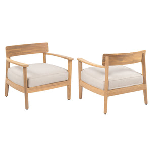 English Elm Christopher Knight Home® - Mallorca Acacia Wood Club Chairs Set Of 2 With Cushions - Stylish Comfort For Outdoor Spaces N775P263954T-S2