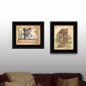 English Elm "bear" Mary Ann June Two Panel Framed Canvas Art for Nature Inspired Wall Decor B06787137