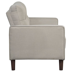 English Elm Harvey Beige Tufted Upholstered Loveseat with Pocket-Coil Seats, Track Arms & Compact Apartment Fit B062P375375