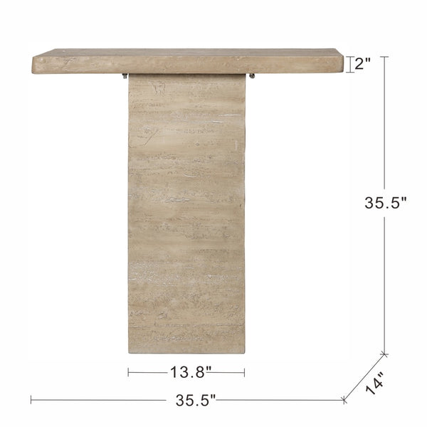 English Elm 35.5x14x35.5" Cream Square Coffee Table Sculptural Pedestal Base Living Room W2078S00016