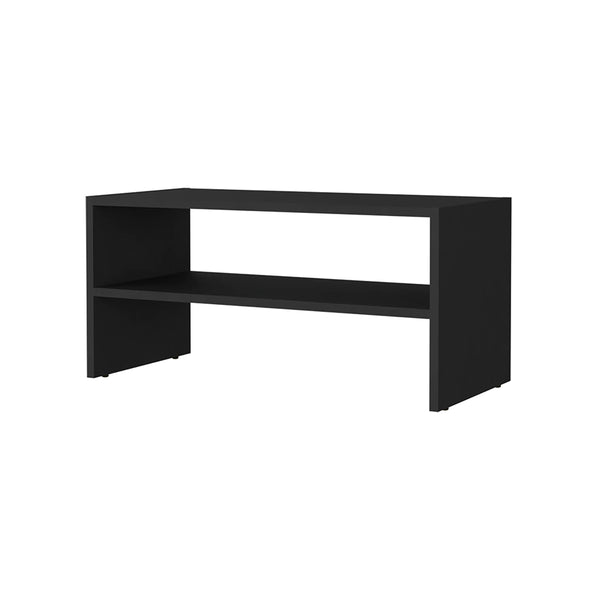 English Elm Wenge 2-Shelf Shoe Rack — Sleek Black Melamine Organizer for Bedroom, Durable Compact Display (28.3"W) B062P230637