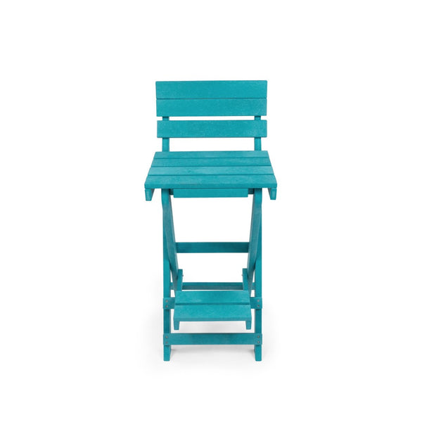 English Elm Harbor Point Recycled Hdpe Outdoor Folding Bar Stool Patio Deck All Season Seating Teal B2745P409656