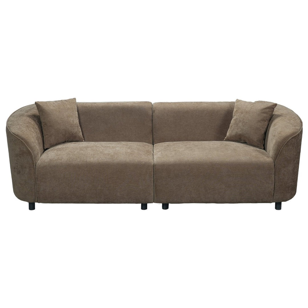 English Elm 87" Curved Boucle Sofa Sculptural Low Profile Design for Modern Living Rooms N767P422840W