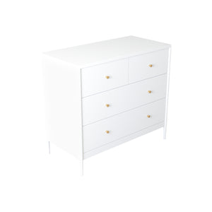 English Elm White Classic 4-Drawer Kids Dresser – Solid Poplar & Engineered Wood, Child-Safe, Anti-Tip, 35.4" Wide Storage Appeal W808P298011