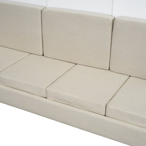 English Elm Queen Murphy Wall Bed with Linen Sofa for Studio and Small Space Living White LP000892AAK