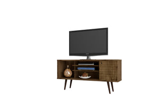 English Elm Liberty 53" Rustic Brown Tv Stand: Mid-Century Modern Design With Ample Storage & Cable Management B365P398344