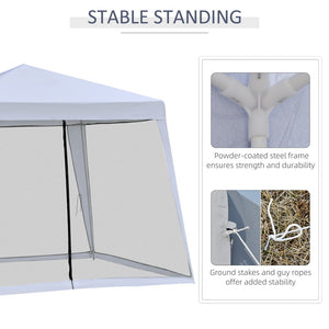 English Elm Outsunny 10x10 Outdoor Party Canopy with Mesh Walls and Uv Blocking Steel Frame W2225P200894