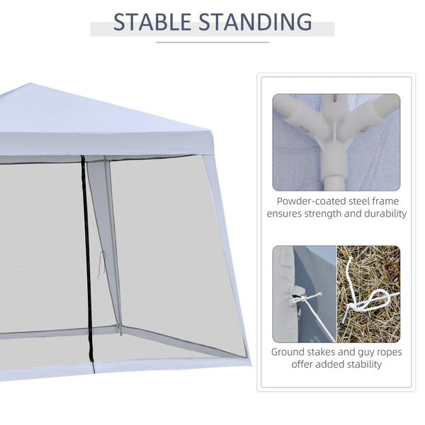 English Elm Outsunny 10x10 Outdoor Party Canopy with Mesh Walls and Uv Blocking Steel Frame W2225P200894