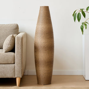 English Elm 39.4" Handcrafted Rattan-textured Pvc Tall Floor Vase Boho Entryway Sculptural Accent W2796P446205