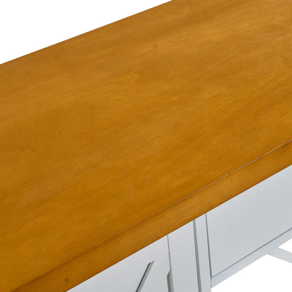 English Elm Bar cabinet Mid-Century Farmhouse Console Table with Wine Rack, Drawer, Shelf & 200lb Capacity White Oak W3417P316958