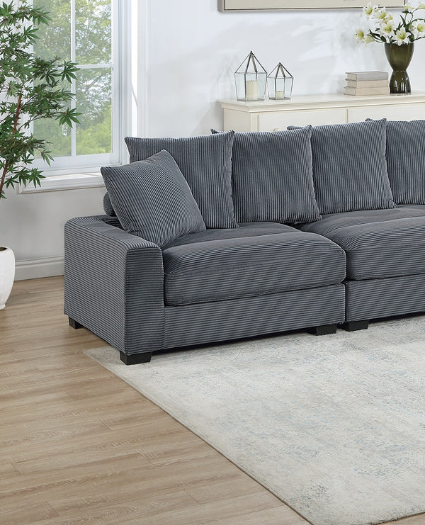 English Elm Contemporary 4-Piece Modular Sectional Set In Soft Corduroy - Versatile Living Room Furniture & Comfort B011S01157