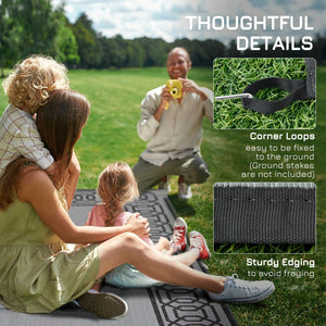 English Elm Outsunny Reversible Outdoor Rug 9'x12' Waterproof Plastic Straw Mat for Patio RV Beach Deck Picnic W2225P200442