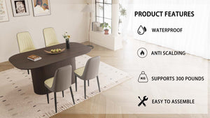 English Elm 63" Medieval Modern Dining Table & Pu Chair Set For 4 - Stylish, Durable, Ergonomic, Easy Assemble W2189S00696