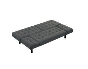English Elm Dark Gray Futon Sofa With Biscuit Tufting – Stylish Convertible Couch With Adjustable Arm Rests! B2741P314790